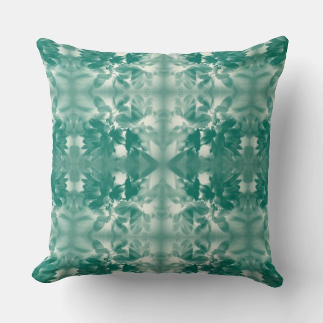 Chrysanthemum Digital Geometric Design - Aqua Throw Pillow (Front)