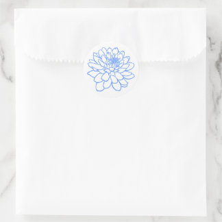 Chrysanthemum Drawing - Baby Blue on White Classic Round Sticker