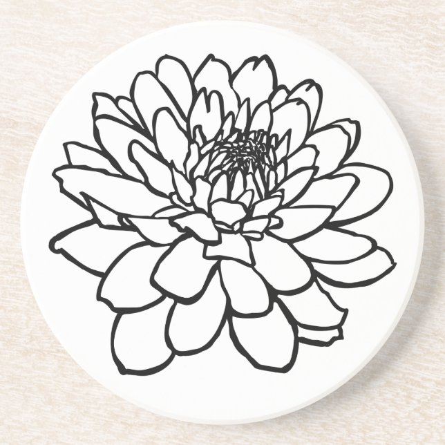 Chrysanthemum Drawing Coaster (Front)