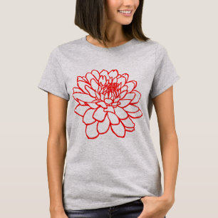 Chrysanthemum Drawing - Red T-Shirt