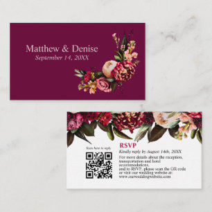 Chrysanthemum Elegant Burgundy RSVP Card QR Code