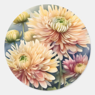 Chrysanthemum Elegant Flowers Classic Round Sticker