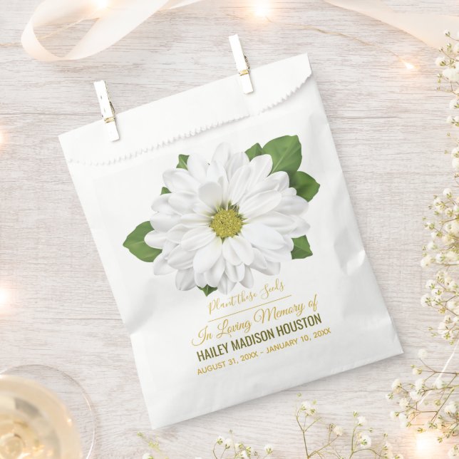 Chrysanthemum Flower Funeral Memorial Favour Bag (Clipped)