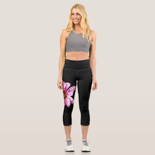Chrysanthemum Flower lecapcnm Capri Leggings