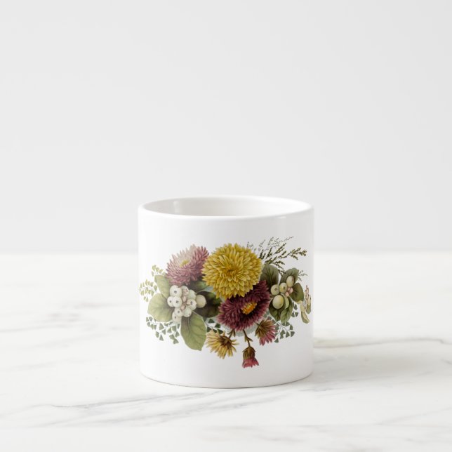 Chrysanthemum Flower Mum Floral Espresso Cup (Front)