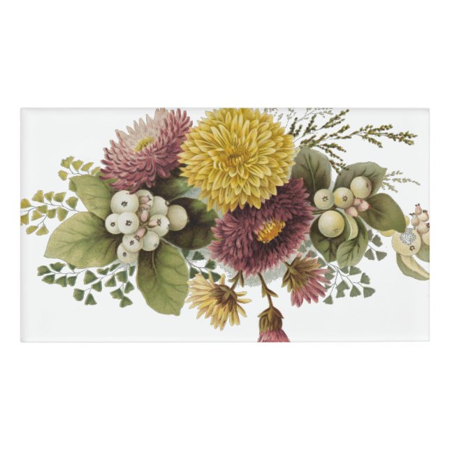 Chrysanthemum Flower Mum Floral Name Tag (Front)