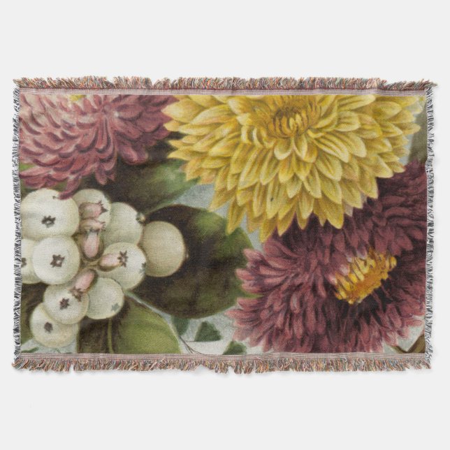 Chrysanthemum Flower Mum Floral Throw Blanket (Front)