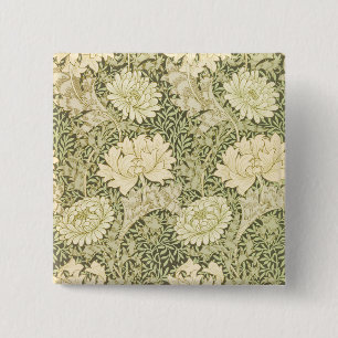 Chrysanthemum Flower Pattern (by William Morris) 2 Inch Square Button