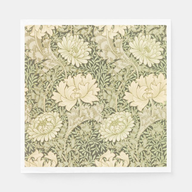 Chrysanthemum Flower Pattern (by William Morris) Napkin (Front)