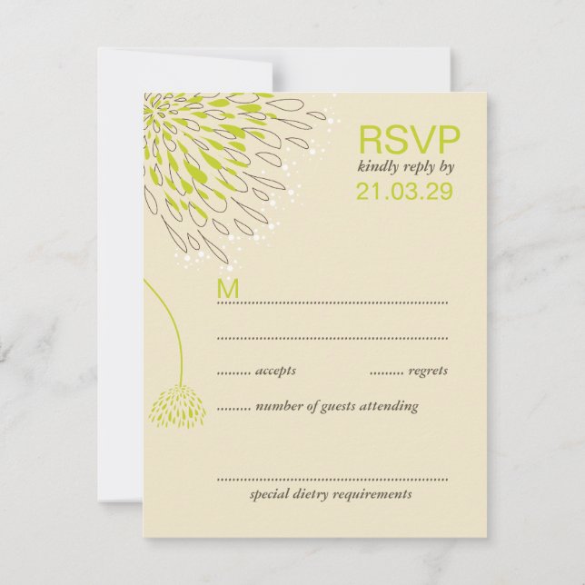 Chrysanthemum Flowers Floral Elegant Wedding RSVP (Back)