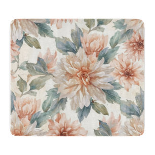 Chrysanthemum Flowers Watercolor Botanical Pattern Cutting Board