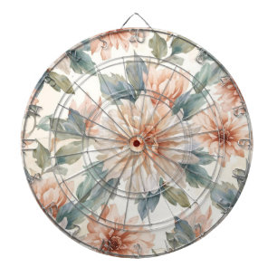 Chrysanthemum Flowers Watercolor Botanical Pattern Dartboard