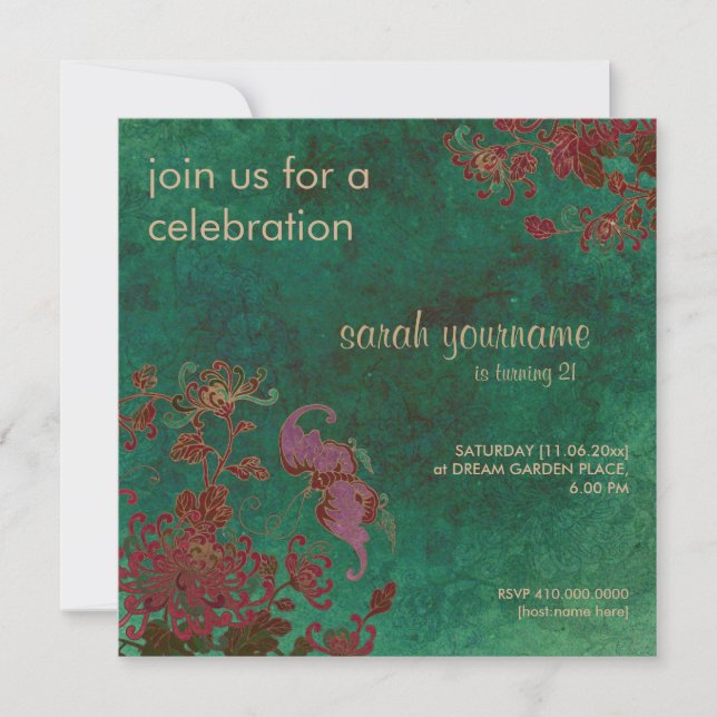 Chrysanthemum Garden Birthday Invitation (Front)