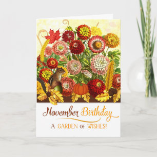 Chrysanthemum Garden November Birthday Card