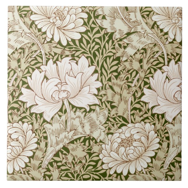 Chrysanthemum Gold, William Morris Tile (Front)