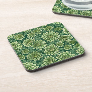 Chrysanthemum green flower pattern coaster