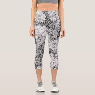Chrysanthemum Grey, William Morris Capri Leggings