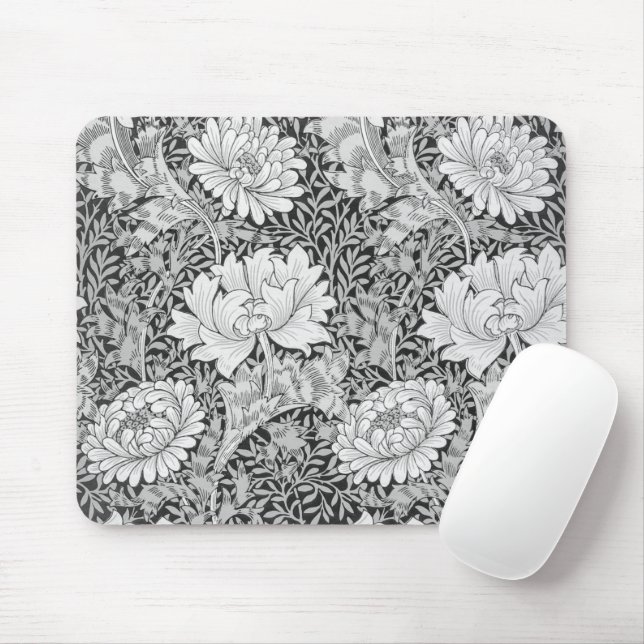 Chrysanthemum Grey, William Morris Mouse Pad (With Mouse)