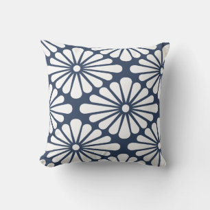 Chrysanthemum [indigo] - Japanese Pattern Throw Pillow