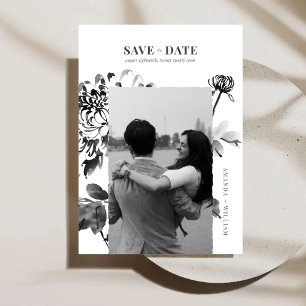 Chrysanthemum Ink Art Photo Save The Date Card
