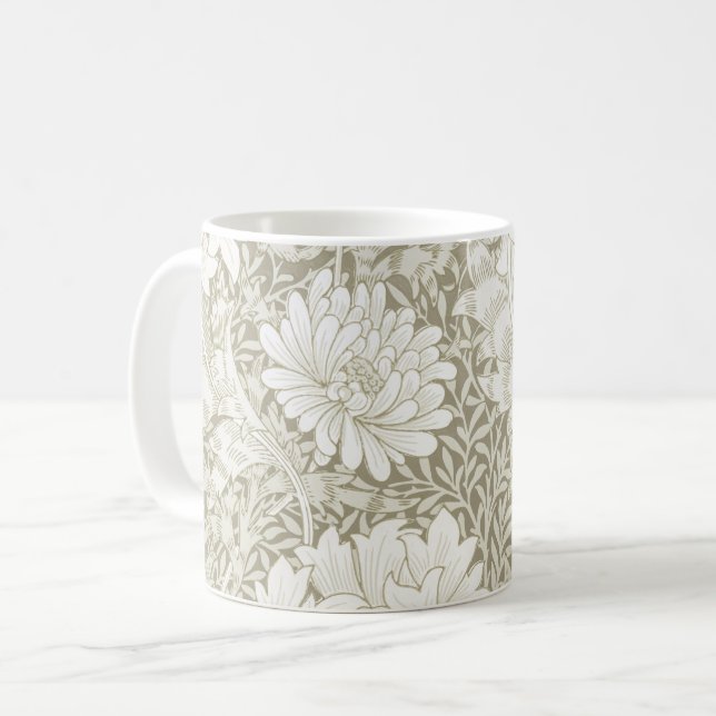 Chrysanthemum Ivory, William Morris Coffee Mug (Front Left)