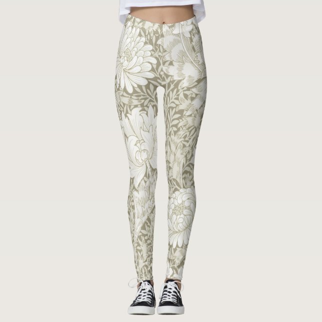 Chrysanthemum Ivory, William Morris Leggings (Front)