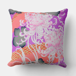 Chrysanthemum, Japanese Design Throw Pillow