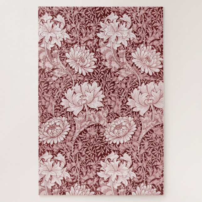 Chrysanthemum Maroon, William Morris Jigsaw Puzzle (Vertical)