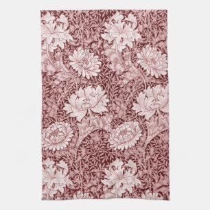 Chrysanthemum Maroon, William Morris Kitchen Towel