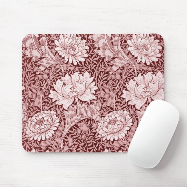 Chrysanthemum Maroon, William Morris Mouse Pad (With Mouse)