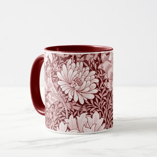 Chrysanthemum Maroon, William Morris Mug (Front Left)