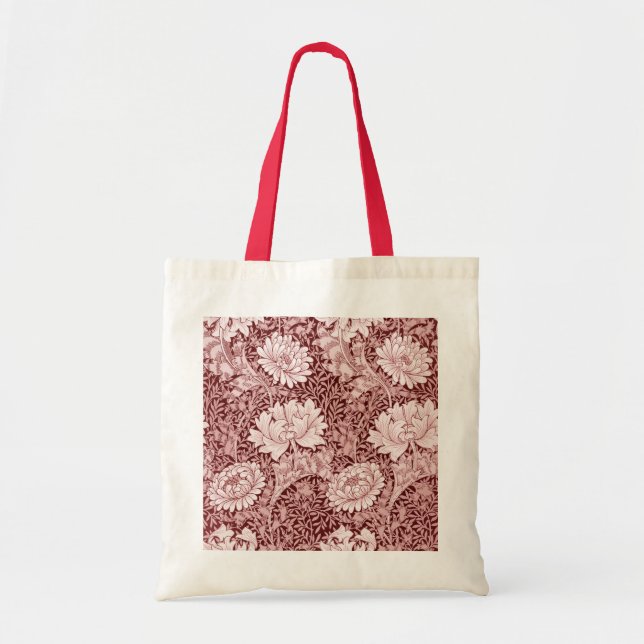 Chrysanthemum Maroon, William Morris Tote Bag (Front)