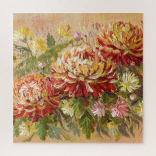 Chrysanthemum Meadow: Acrylic Hand Painting. Jigsaw Puzzle