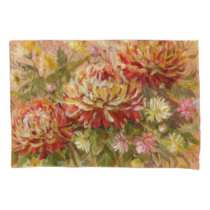 Chrysanthemum Meadow: Acrylic Hand Painting. Pillowcase