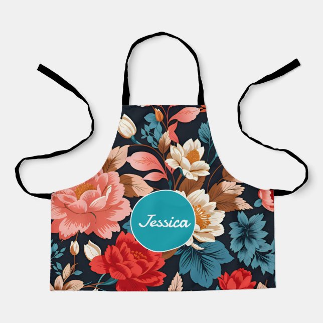 Chrysanthemum Mosaic Colourful Personalized Patter Apron (Front)
