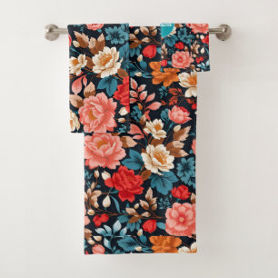 Chrysanthemum Mosaic Colourful Personalized Patter Bath Towel Set