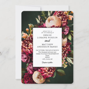 Chrysanthemum on Emerald Wedding Invitation
