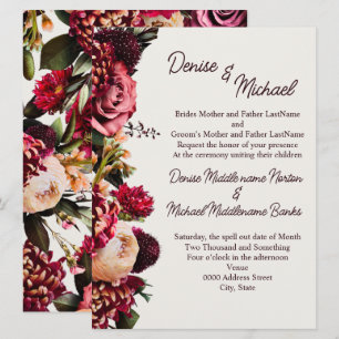 Chrysanthemum on Snow white Invitation