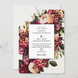 Chrysanthemum on Snow White Invitation
