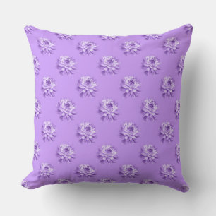 Chrysanthemum Pattern - Easter Purple Throw Pillow