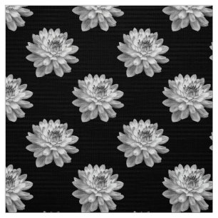 Chrysanthemum Pattern - Monochrome on Black Fabric