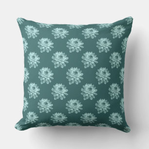 Chrysanthemum Pattern - Moss Green Throw Pillow