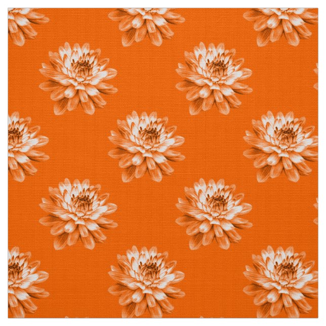 Chrysanthemum Pattern - Orange Fabric (Swatch)