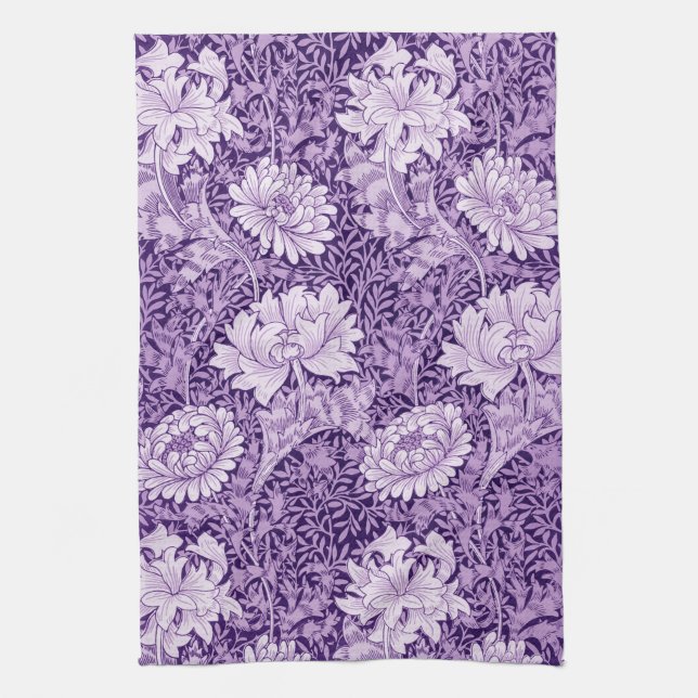 Chrysanthemum Purple, William Morris Kitchen Towel (Vertical)