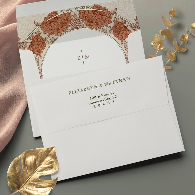 Chrysanthemum Rust Burnt Orange Vintage Envelope (Creator Uploaded)