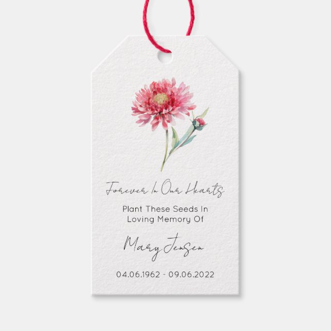 Chrysanthemum Seed Packet Funeral Gift Tags (Front)