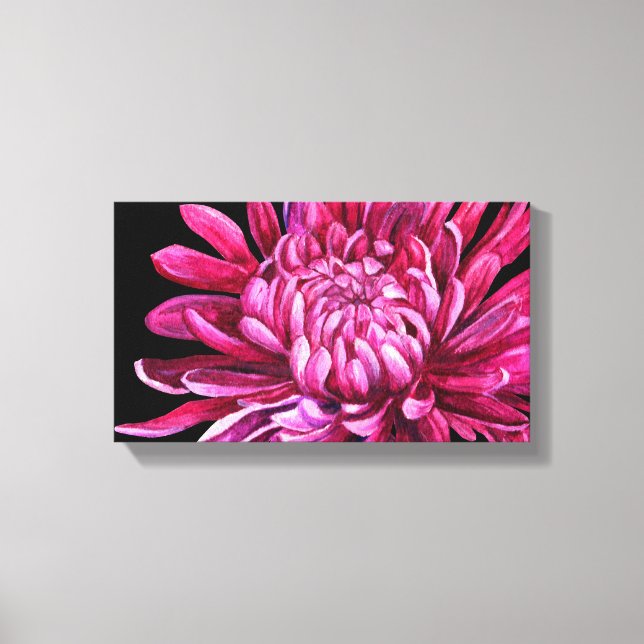 Chrysanthemum "the opening" canvas print black (Front)