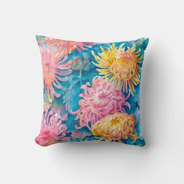 Chrysanthemum Throw Pillow (Front)