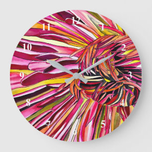 Chrysanthemum watercolor art flower large clock