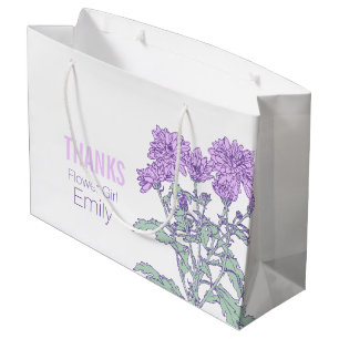 Chrysanthemum wedding flower girl purple favour ba large gift bag